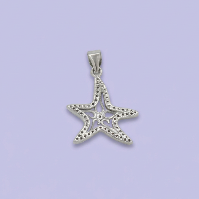 Dije de Plata .925 con Diseño de Estrella Incrustado de Zirconias Brillantes mod. 1787