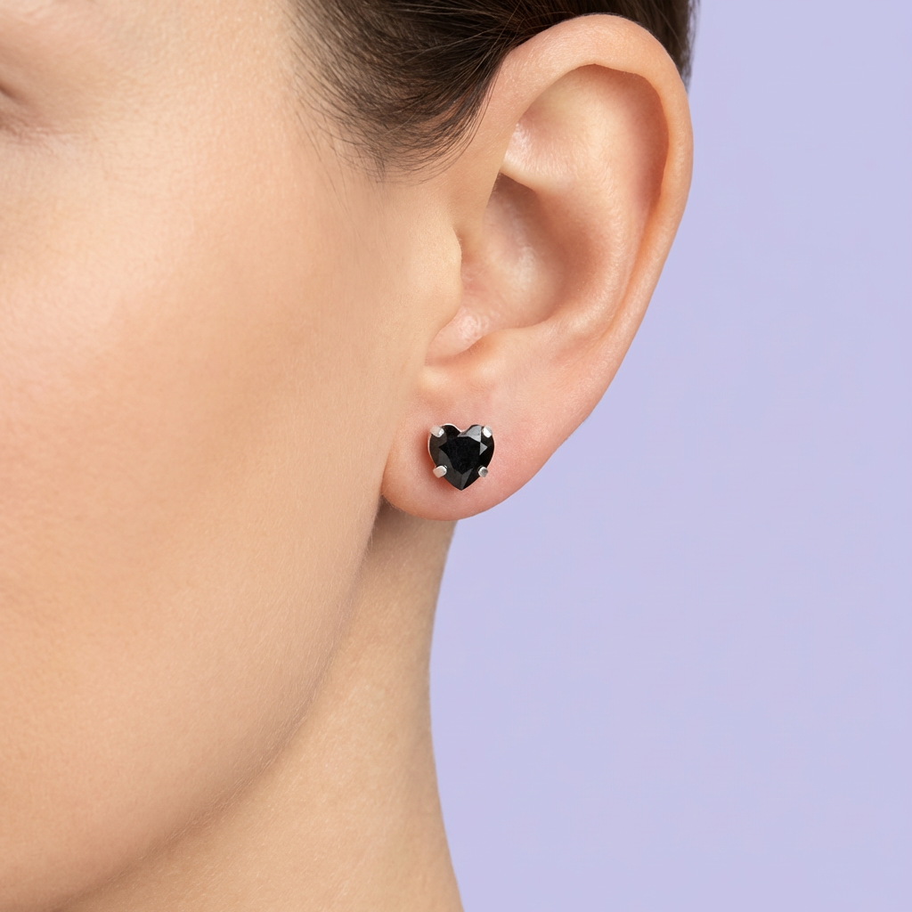 Broquel de Plata .925 de Corazón con Zirconia Brilante Obscura mod. 1911