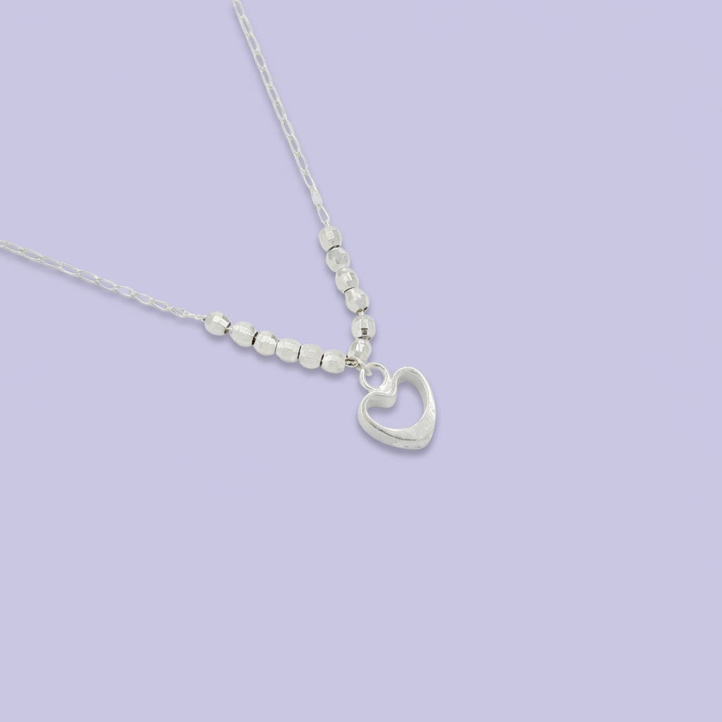 Gargantilla de Plata .925 Especial con Diseño de Corazones con Esferas Lisas mod. 1850