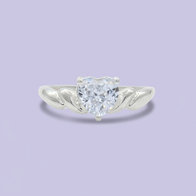 Anillo de Plata .925 de Compromiso con Diseño de Corazón con Zirconia Brillantes mod. 1862