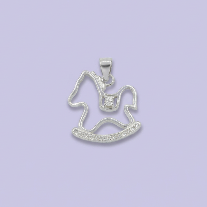 Dije de Plata .925 con Diseño de Caballo Incrustado de Zirconias Brillantes mod. 1798