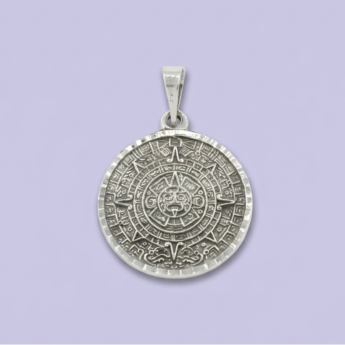Dije de Plata .925 con Diseño de Calendario Azteca Grande mod. 1783