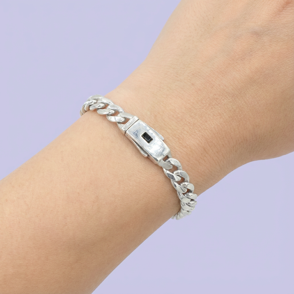 Pulsera de Plata .925 de Tejido Cubano Especial Brillante mod. 1758