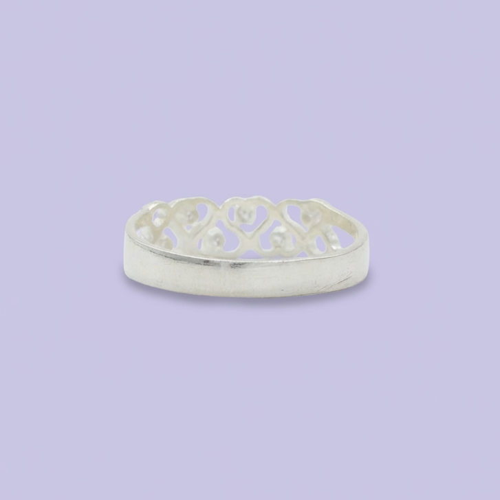 Anillo de Plata .925 con Diseño de Corazones Incrustado de Zirconias mod. 1859
