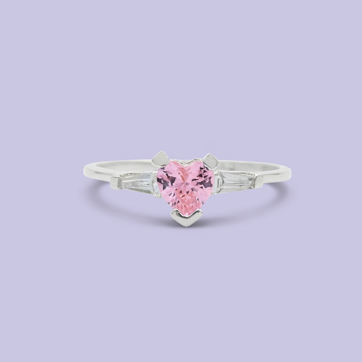 Anillo de Plata .925 con Diseño de Corazón Incrustado de Zirconia Finas mod. 1866
