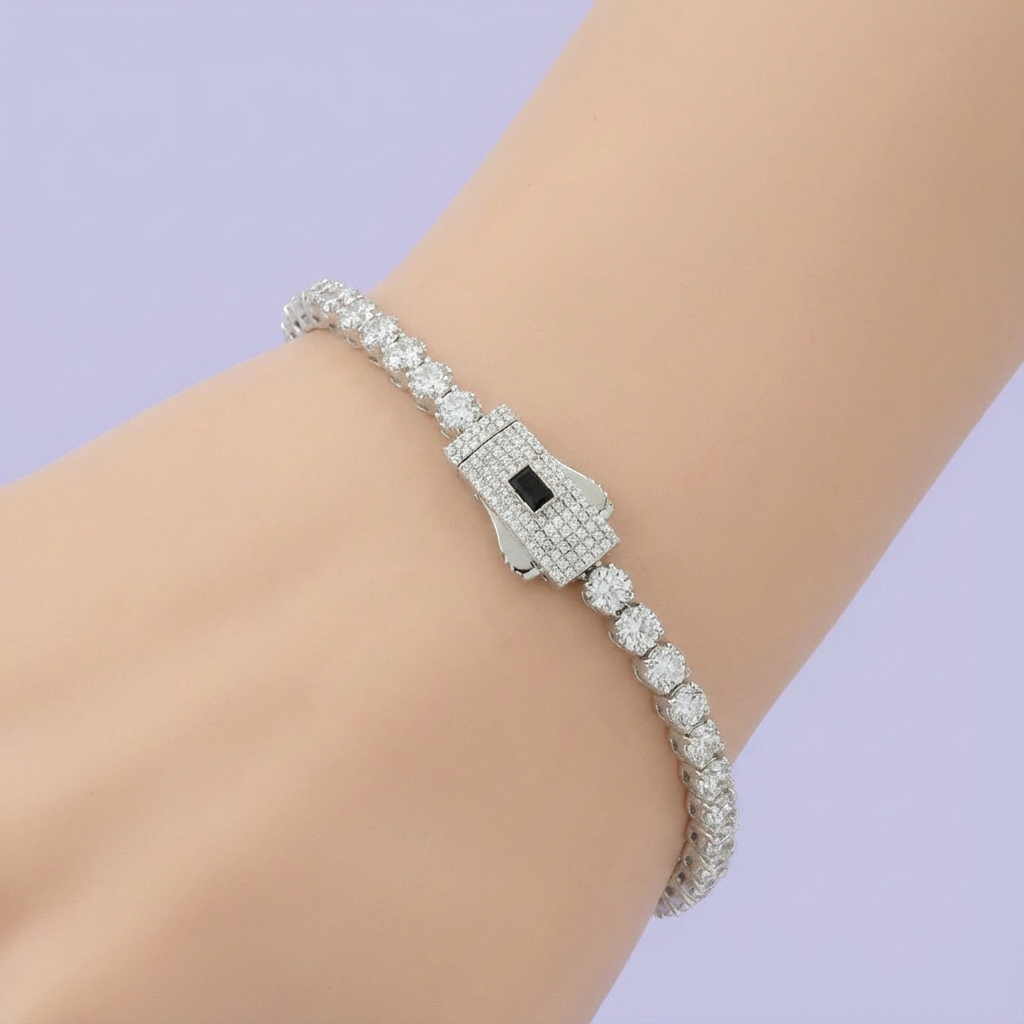 Pulsera de Plata .925 de Tejido Tenis Especial Incrustado de Zirconias Brillantes mod. 1760