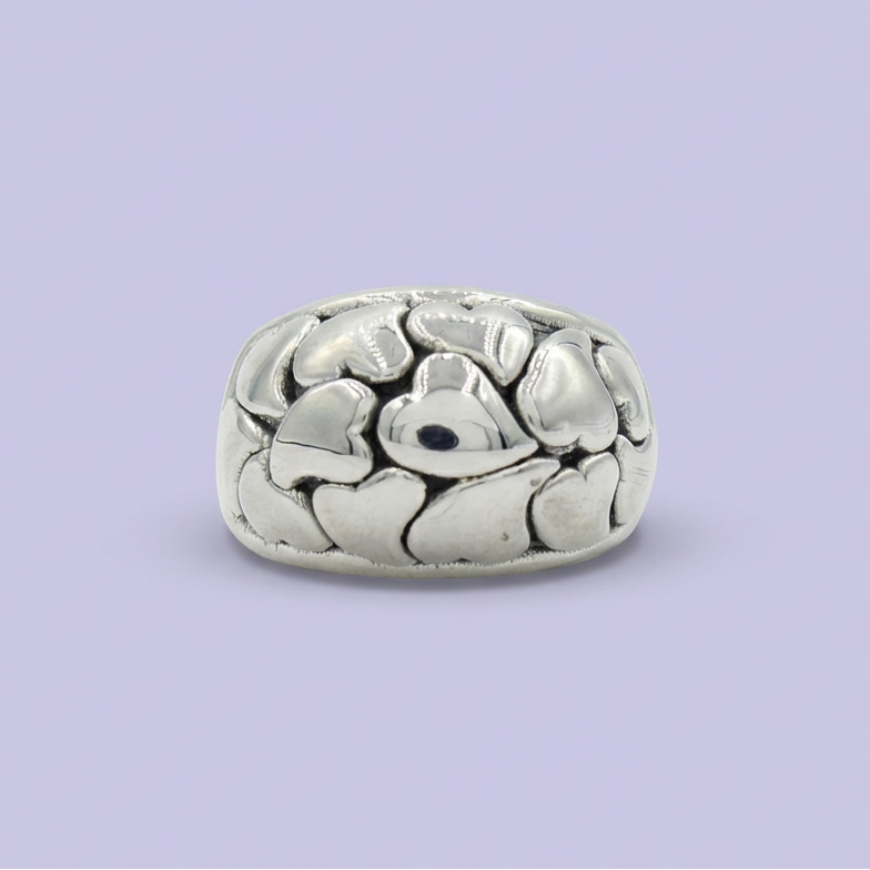Anillo de Plata .925 con Diseño de Corazones Lisos mod. 1820