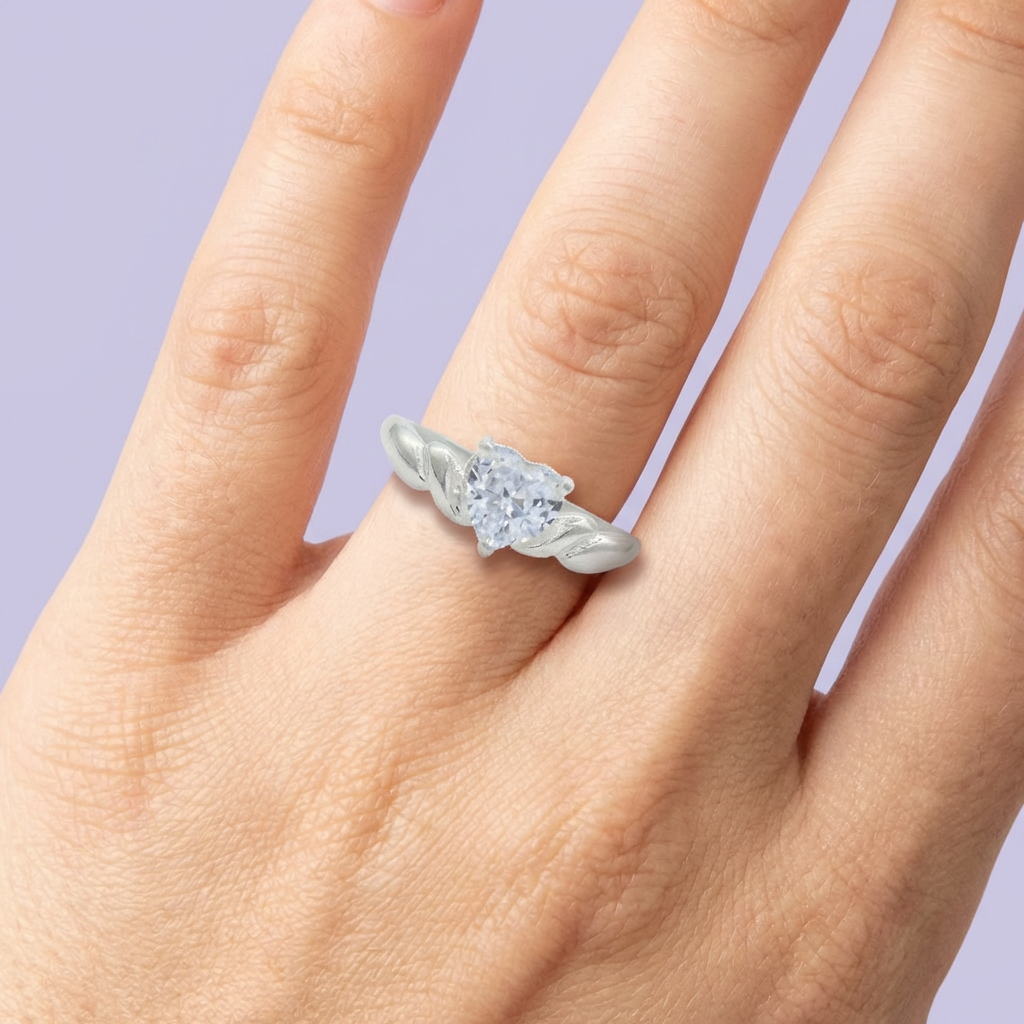 Anillo de Plata .925 de Compromiso con Diseño de Corazón con Zirconia Brillantes mod. 1862