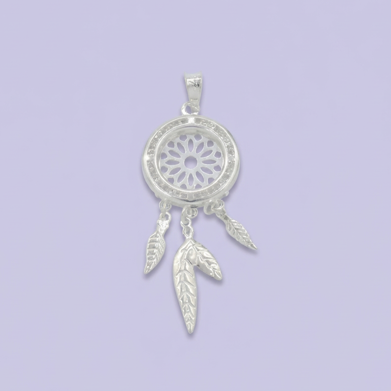 Dije de Plata .925 con Diseño de Atrapasueños Incrustado de Zirconias mod. 1800