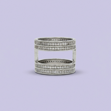Anillo de Plata .925 con Diseño Doble Incrustado de Zirconias Brillantes mod. 1814