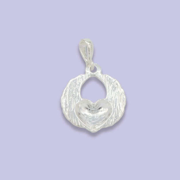Dije de Plata .925 con Diseño de Corazón con Alas Liso mod. 1810
