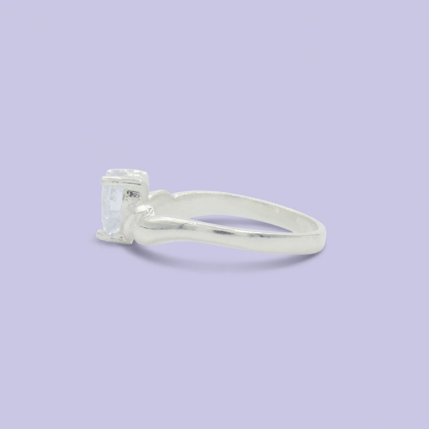 Anillo de Plata .925 de Compromiso con Diseño de Corazón con Zirconia Brillantes mod. 1862