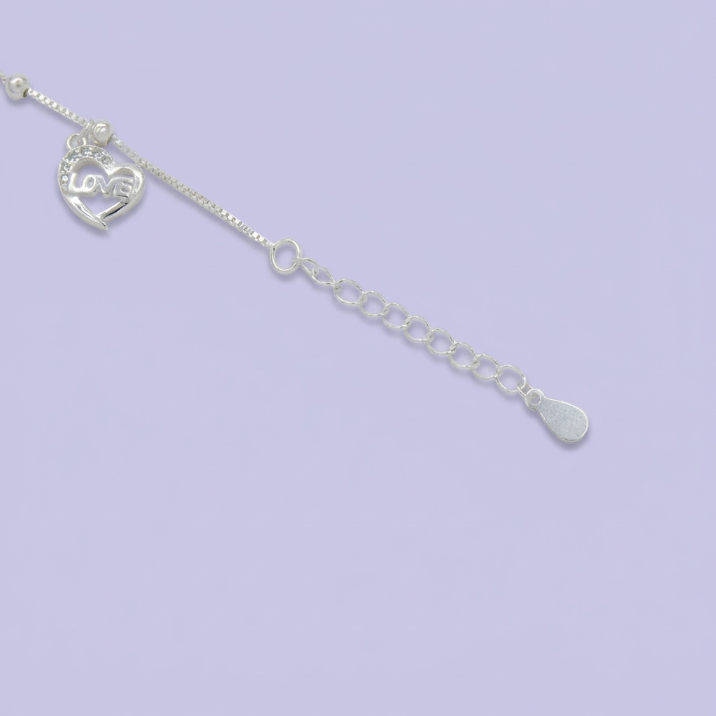 Pulsera de Plata .925 Diseño de Corazones Incrustado de Zirconias. 1857