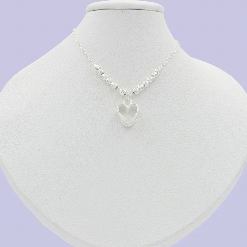 Gargantilla de Plata .925 Especial con Diseño de Corazones con Esferas Lisas mod. 1850
