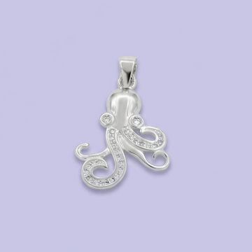 Dije de Plata .925 con Diseño de Pulpo Incrustado de Zirconias Finas mod. 1791