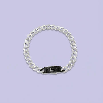 Pulsera de Plata .925 de Tejido Cubano Especial con Zirconias Obscuras mod. 1756