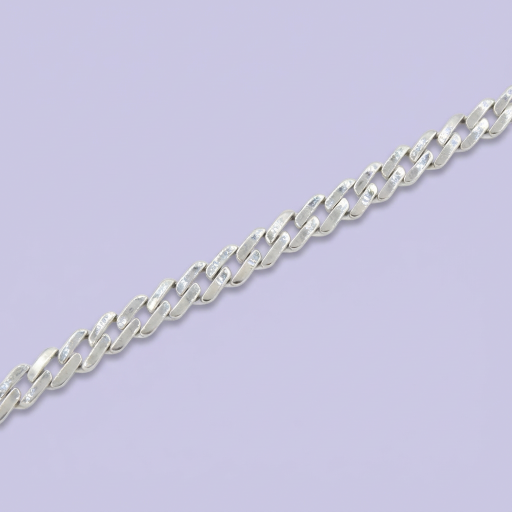 Pulsera de Plata .925 de Tejido Cubano Especial con Zirconias Obscuras mod. 1756