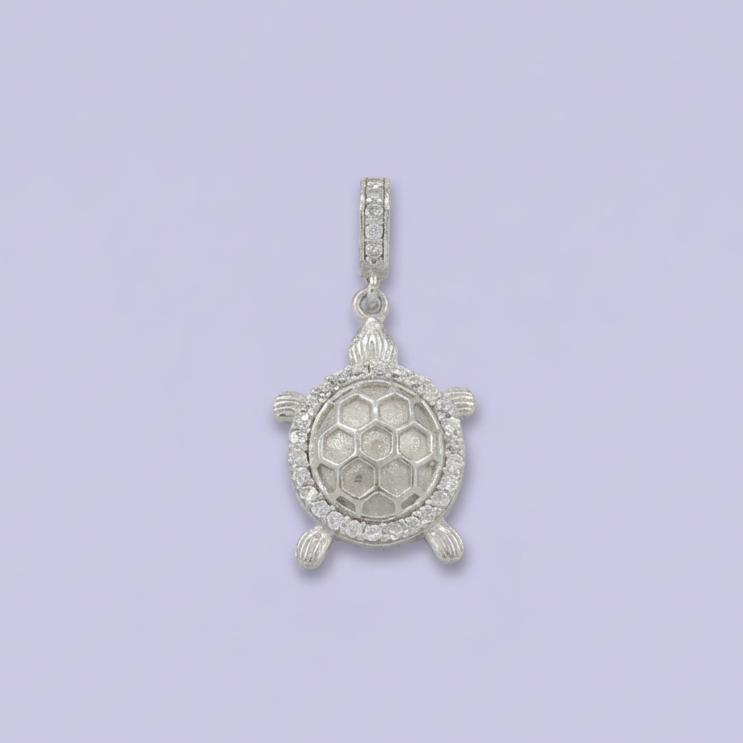 Dije de Plata .925 con Diseño de Tortuga Incrustado de Zirconias Brillantes mod. 1792