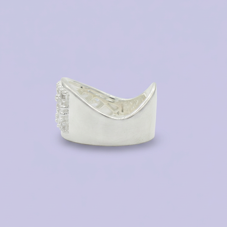 Anillo de Plata .925 con Diseño de Especial Incrustado de Zirconias mod. 1821