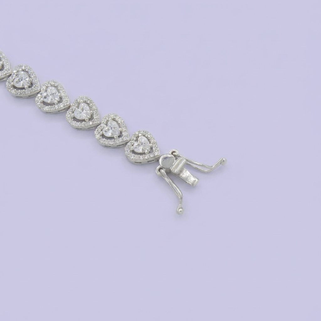 Pulsera de Plata .925 con Diseño de Corazones con Zirconias mod. 1858