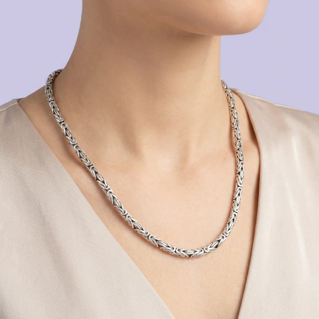 Cadena de Plata .925 de Tejido Bizantino con Color Oxidado mod. 1868