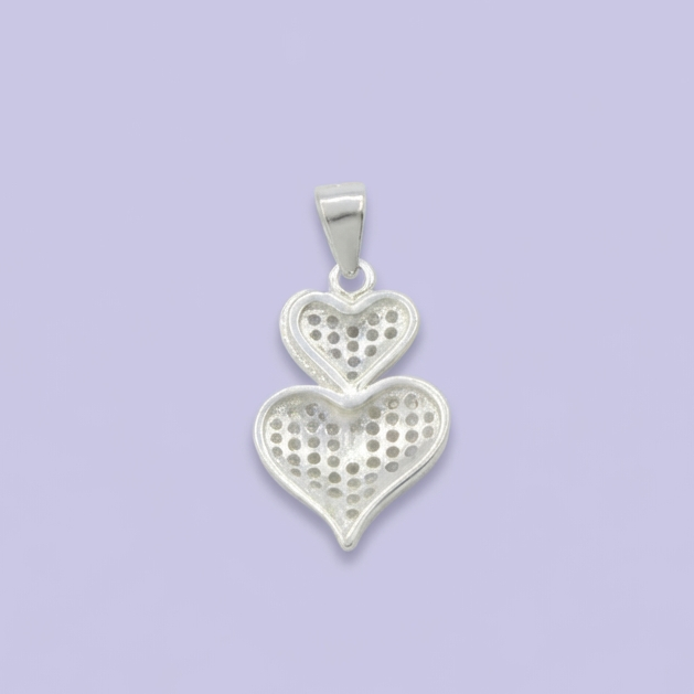 Dije de Plata .925 con Diseño de Corazón Doble Brillante mod. 1812
