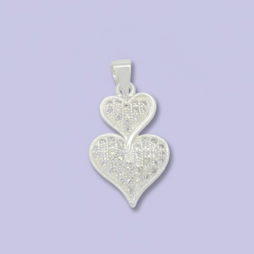 Dije de Plata .925 con Diseño de Corazón Doble Brillante mod. 1812