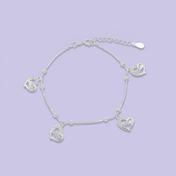 Pulsera de Plata .925 Diseño de Corazones Incrustado de Zirconias. 1857