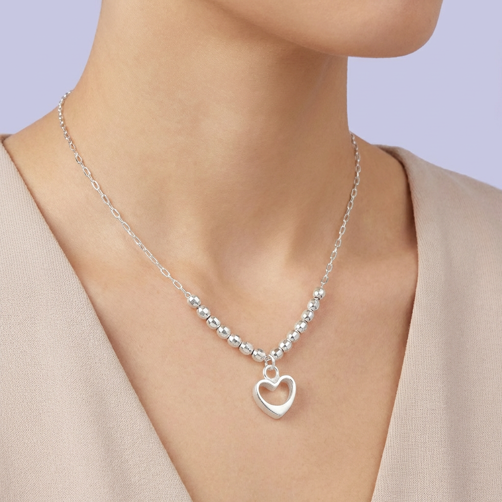 Gargantilla de Plata .925 Especial con Diseño de Corazones con Esferas Lisas mod. 1850