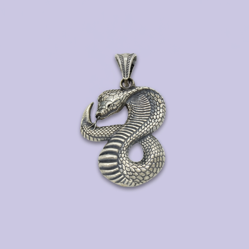 Dije de Plata .925 con Diseño de Cobra Brillante mod. 1804