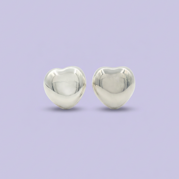 Arete de Plata .925 con Diseño de Corazón Liso mod. 1915