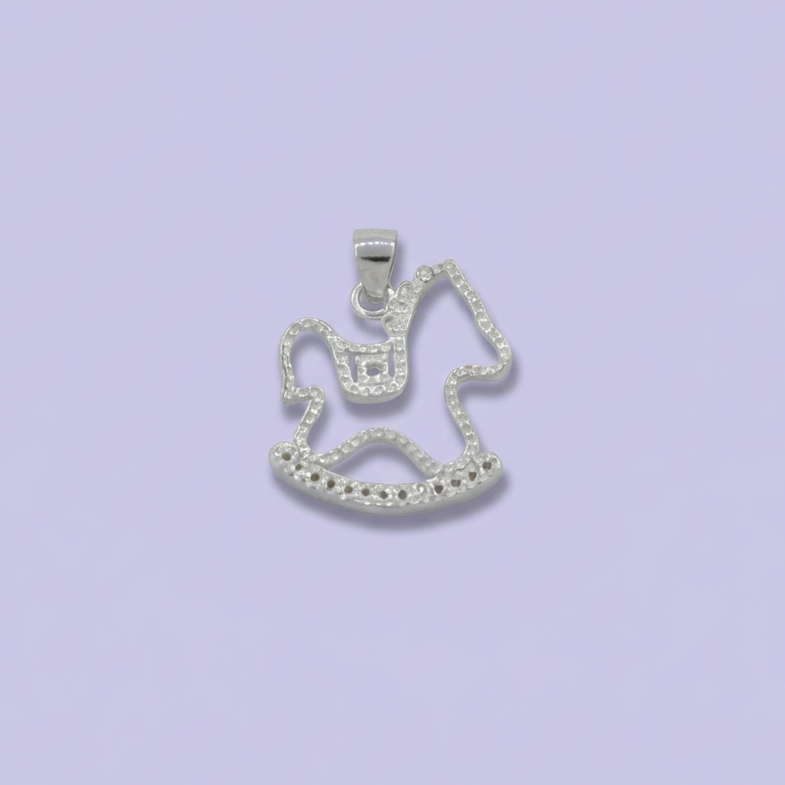 Dije de Plata .925 con Diseño de Caballo Incrustado de Zirconias Brillantes mod. 1798