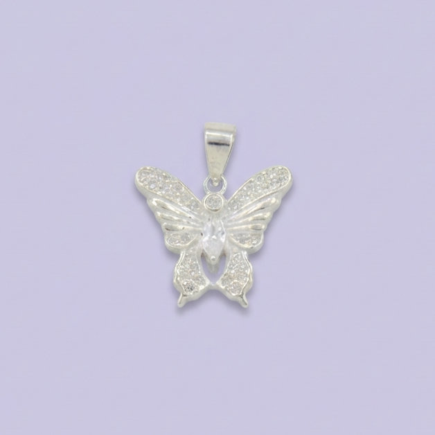 Dije de Plata .925 con Diseño de Mariposa con Incrustación de Zirconias mod. 1803