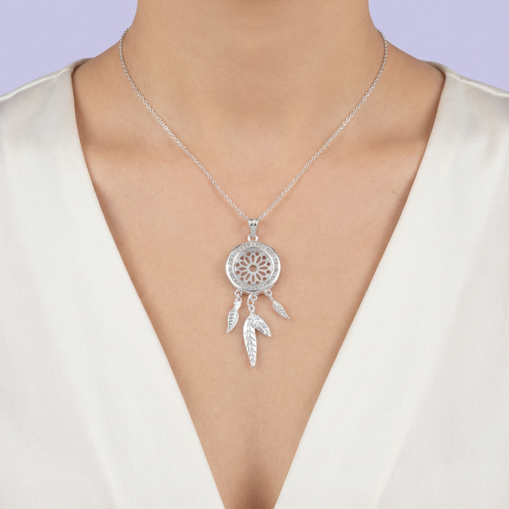 Dije de Plata .925 con Diseño de Atrapasueños Incrustado de Zirconias mod. 1800