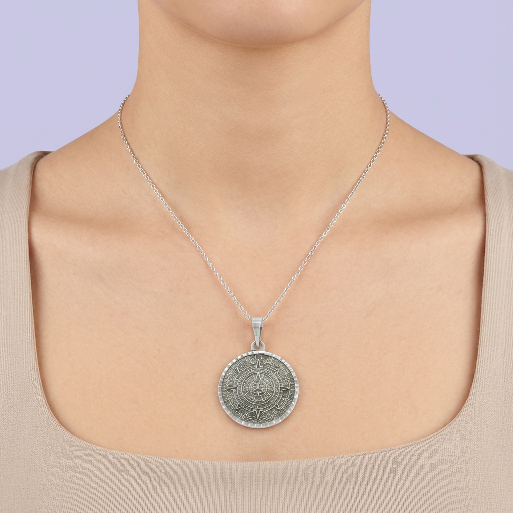 Dije de Plata .925 con Diseño de Calendario Azteca Grande mod. 1783