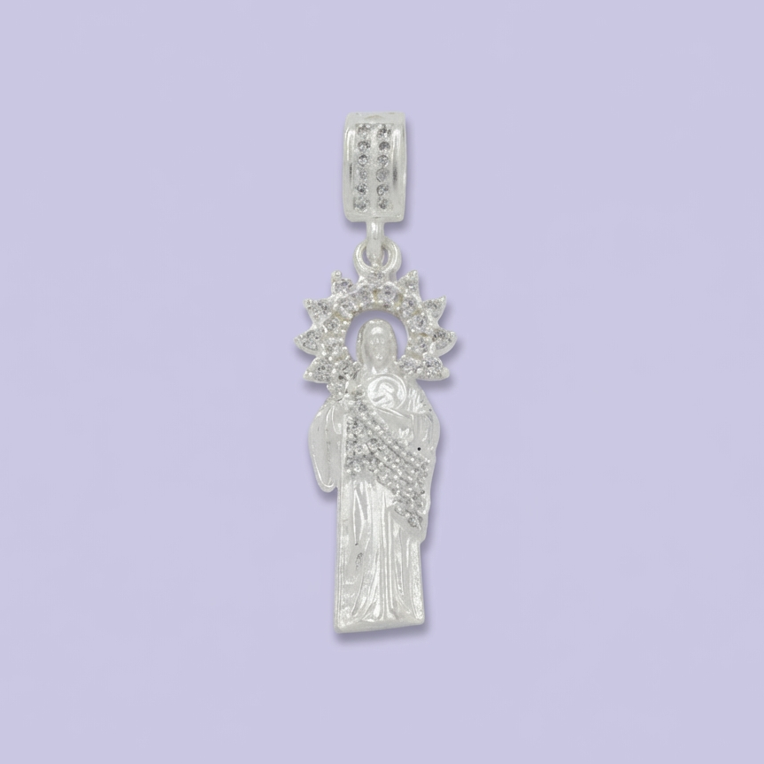 Dije Bulto de Plata .925 San Judas Incrustada de Zirconias Finas mod. 1771
