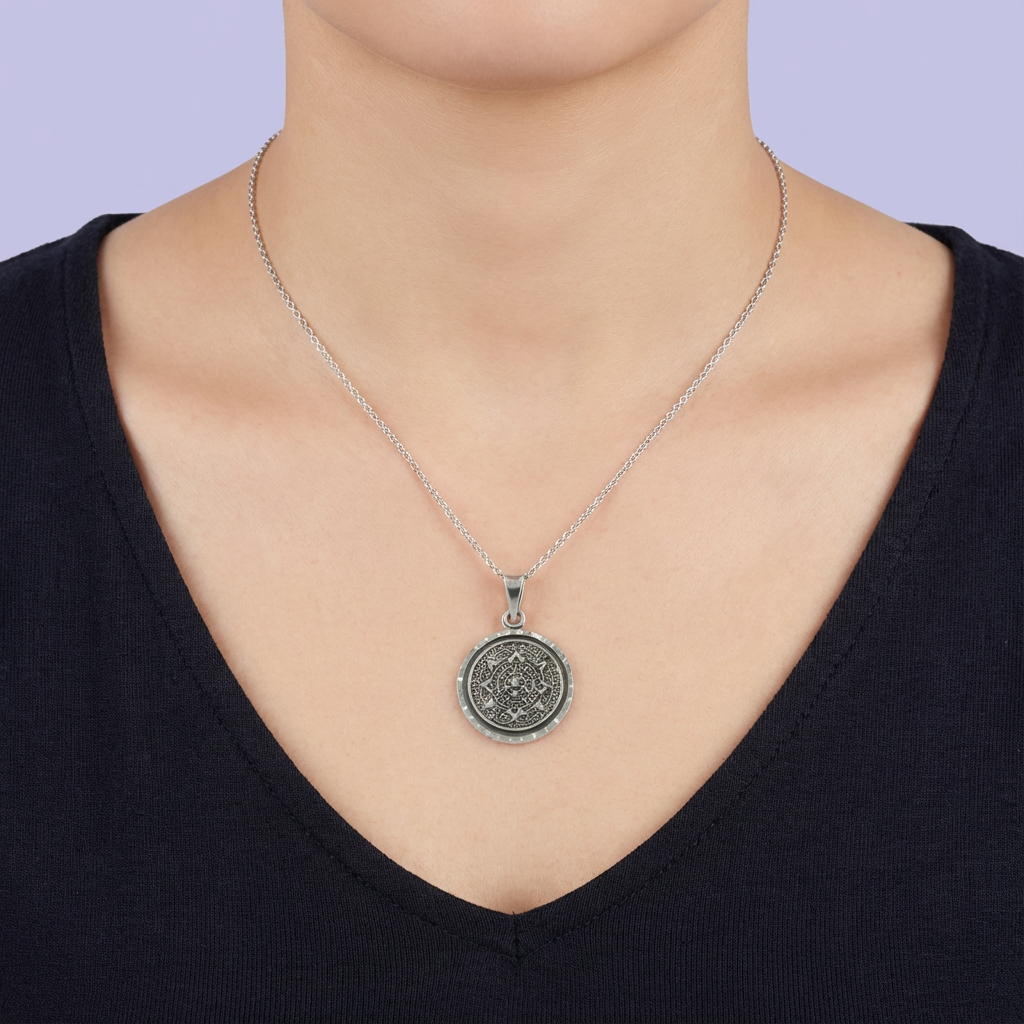 Dije de Plata .925 con Diseño de Calendario Azteca mod. 1782