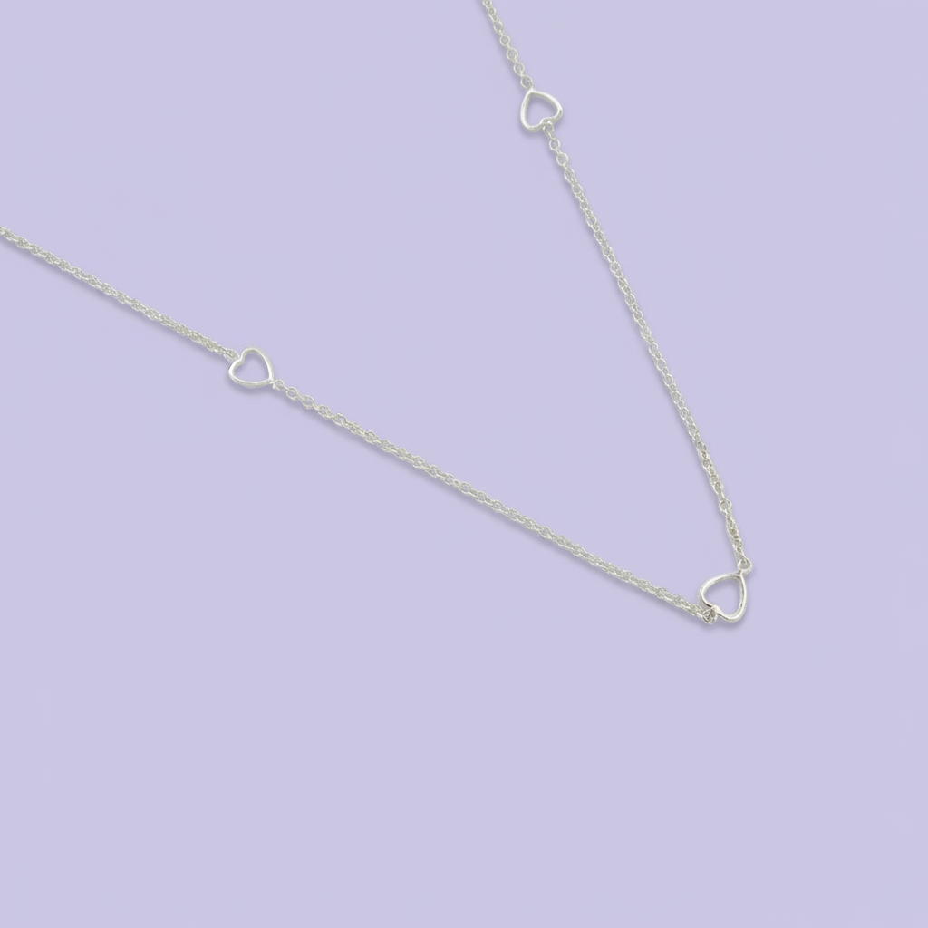 Gargantilla de Plata .925 Especial con Diseño de Corazones Planos mod. 1849