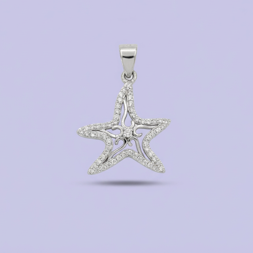 Dije de Plata .925 con Diseño de Estrella Incrustado de Zirconias Brillantes mod. 1787