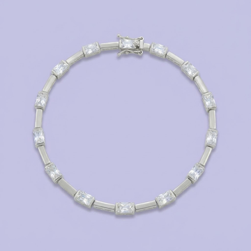 Pulsera de Plata .925 de Diseño Fino con Incrustaciónes de Zirconias mod. 2049