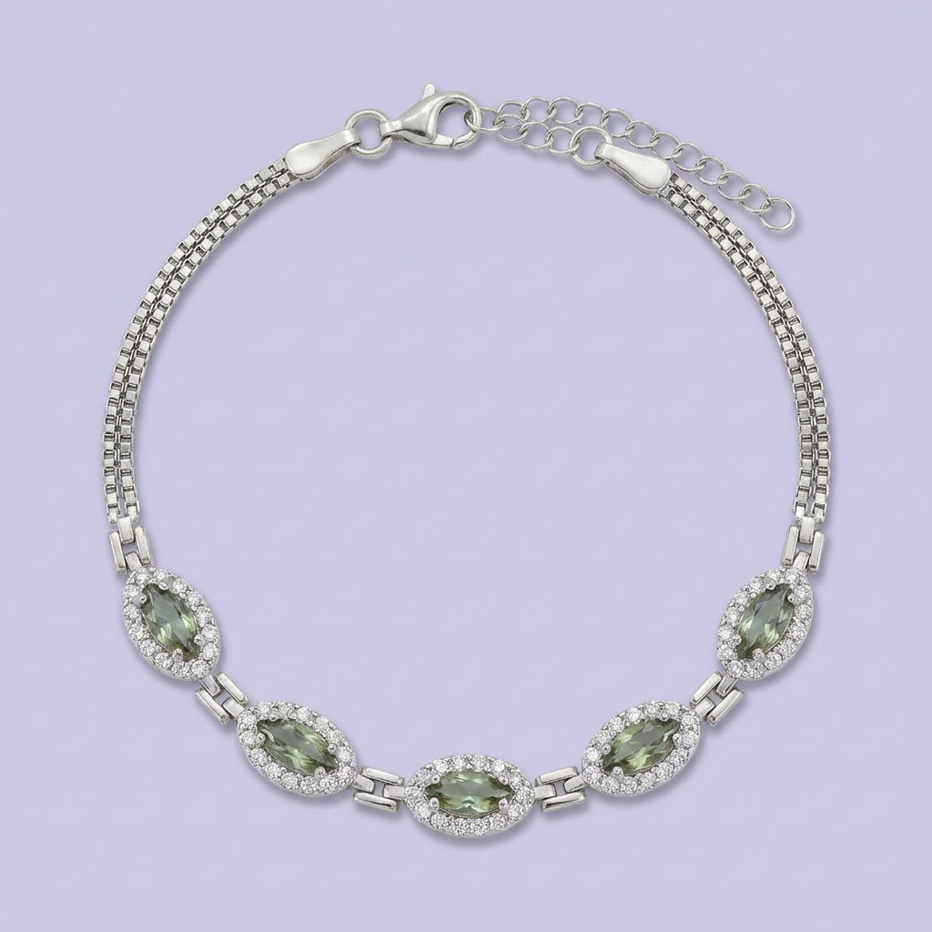 Pulsera de Plata .925 Diseño Oval con Incrustaciones de Sultanita mod. 2036