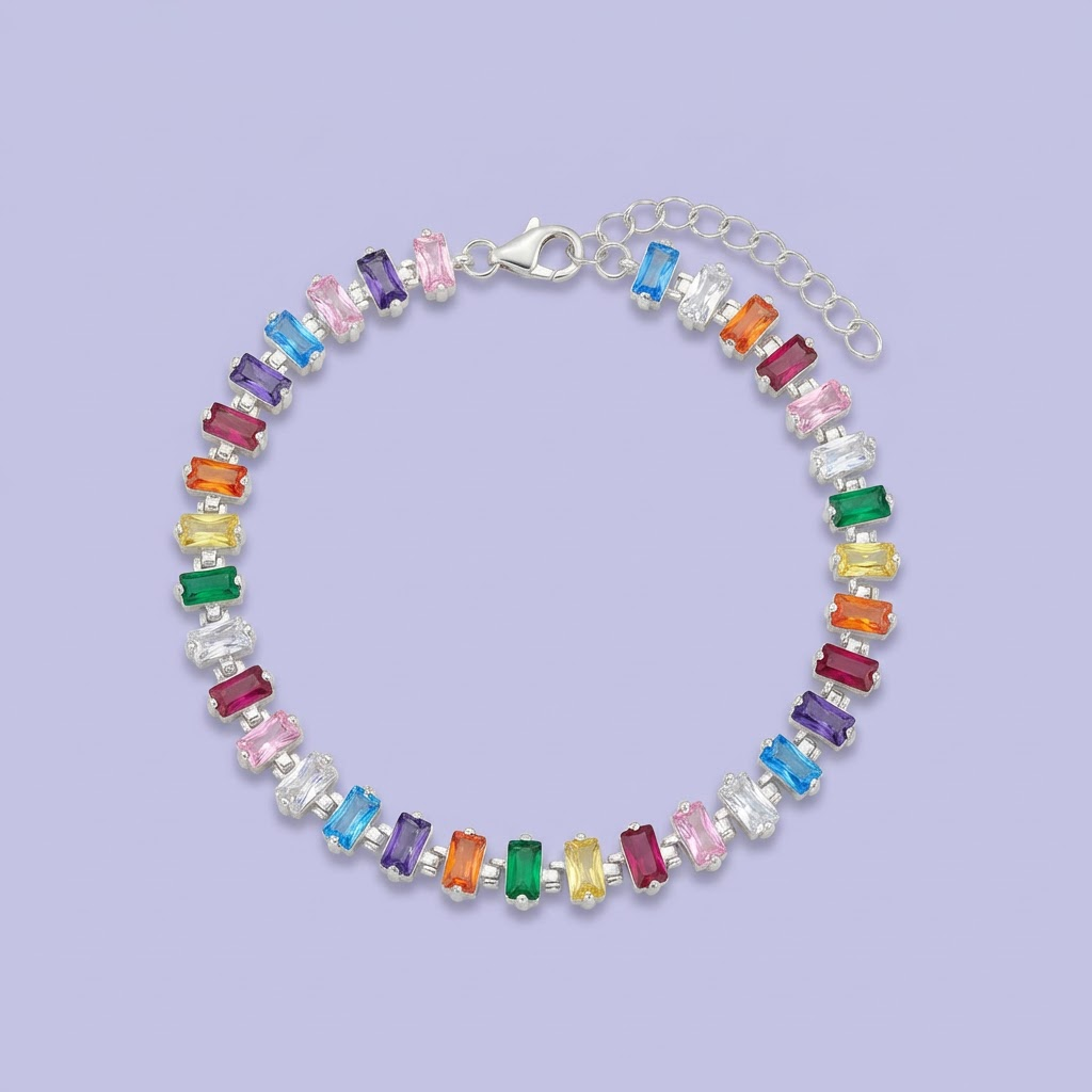Pulsera de Plata .925 de Diseño Especial con Zirconias de Colores mod. 2048