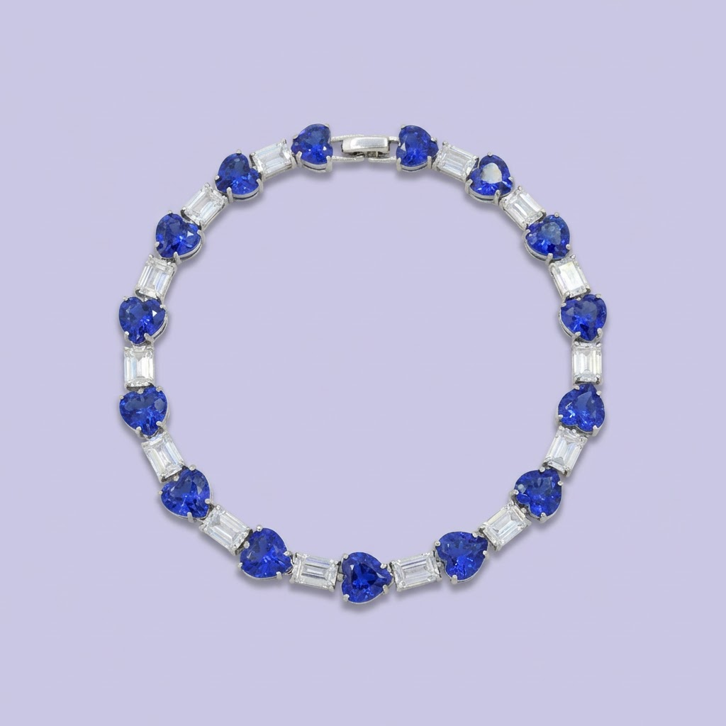 Pulsera de Plata .925 con Diseño de Corazón con Zirconias  mod. 2043