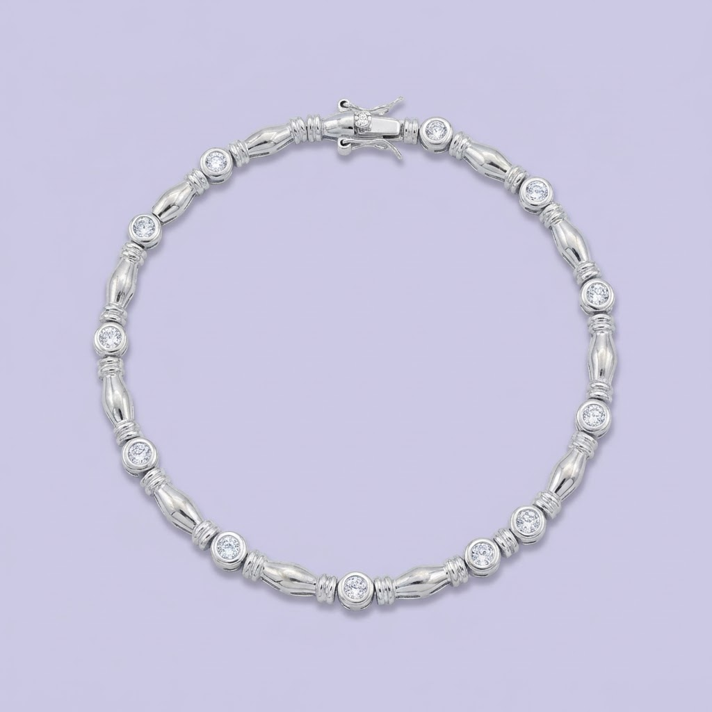 Pulsera de Plata .925 con Diseño Especial Incrustado de Zirconias Finas mod. 2035