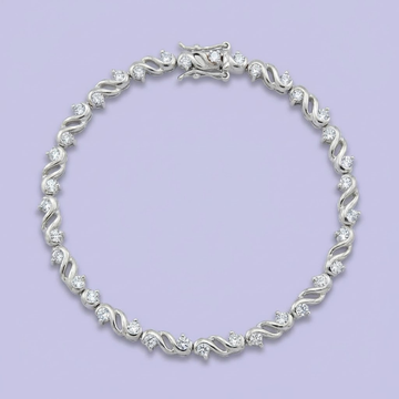 Pulsera de Plata .925 de Diseño Fino Incrustado de Zirconias mod. 2046