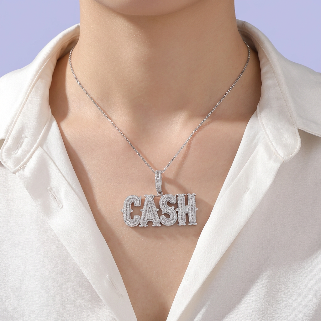 Dije de Plata .925 con Diseño de Letras con Zirconias mod. 2072