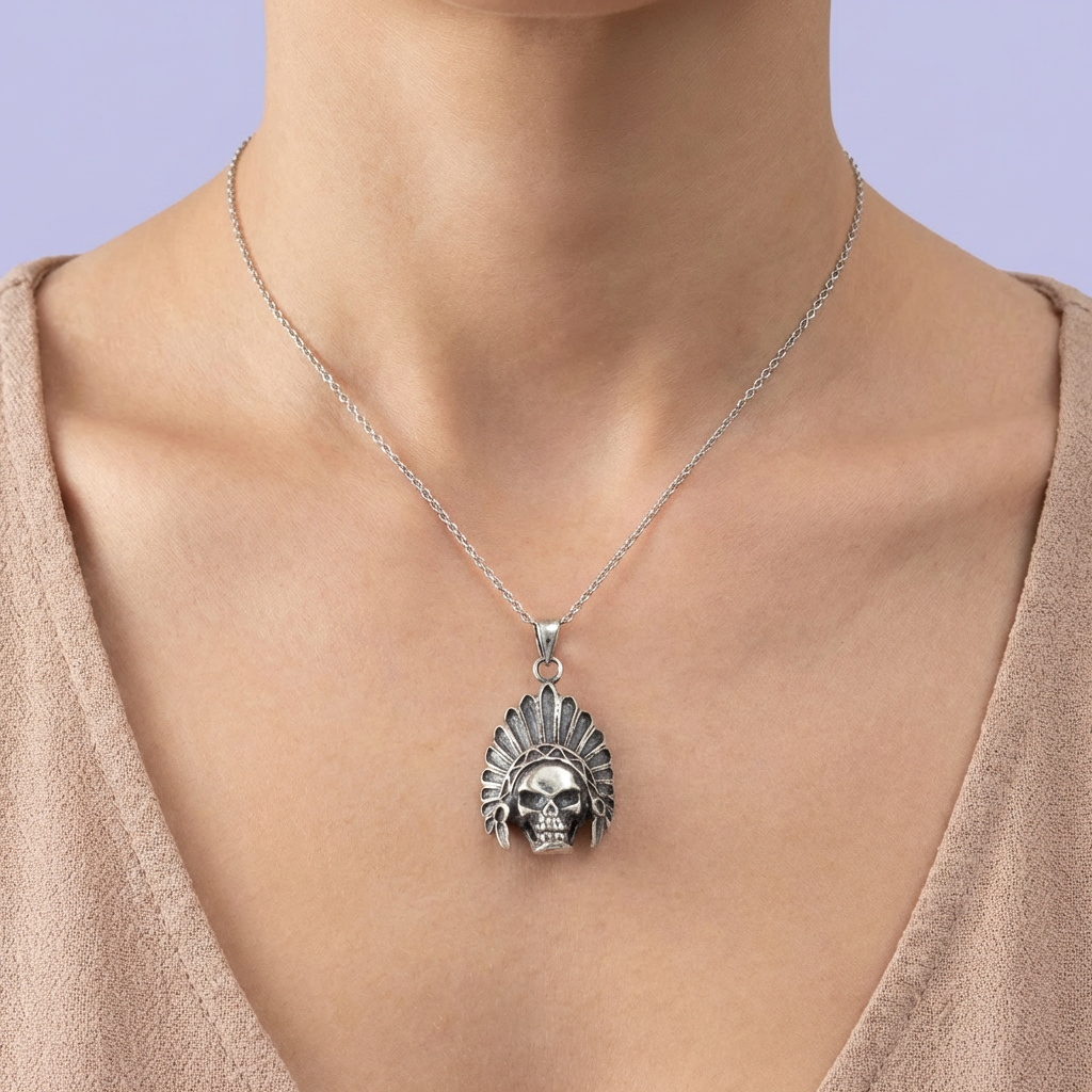 Dije de Caballero Plata .925 Calavera con Penacho mod. 2067