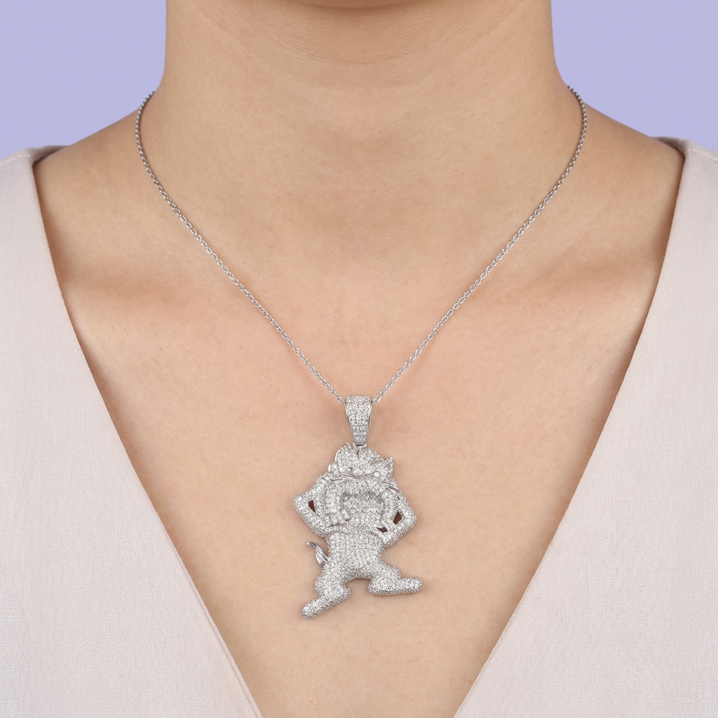 Dije de Plata .925 con Diseño de Mono Rebelde con Zirconias mod. 2074