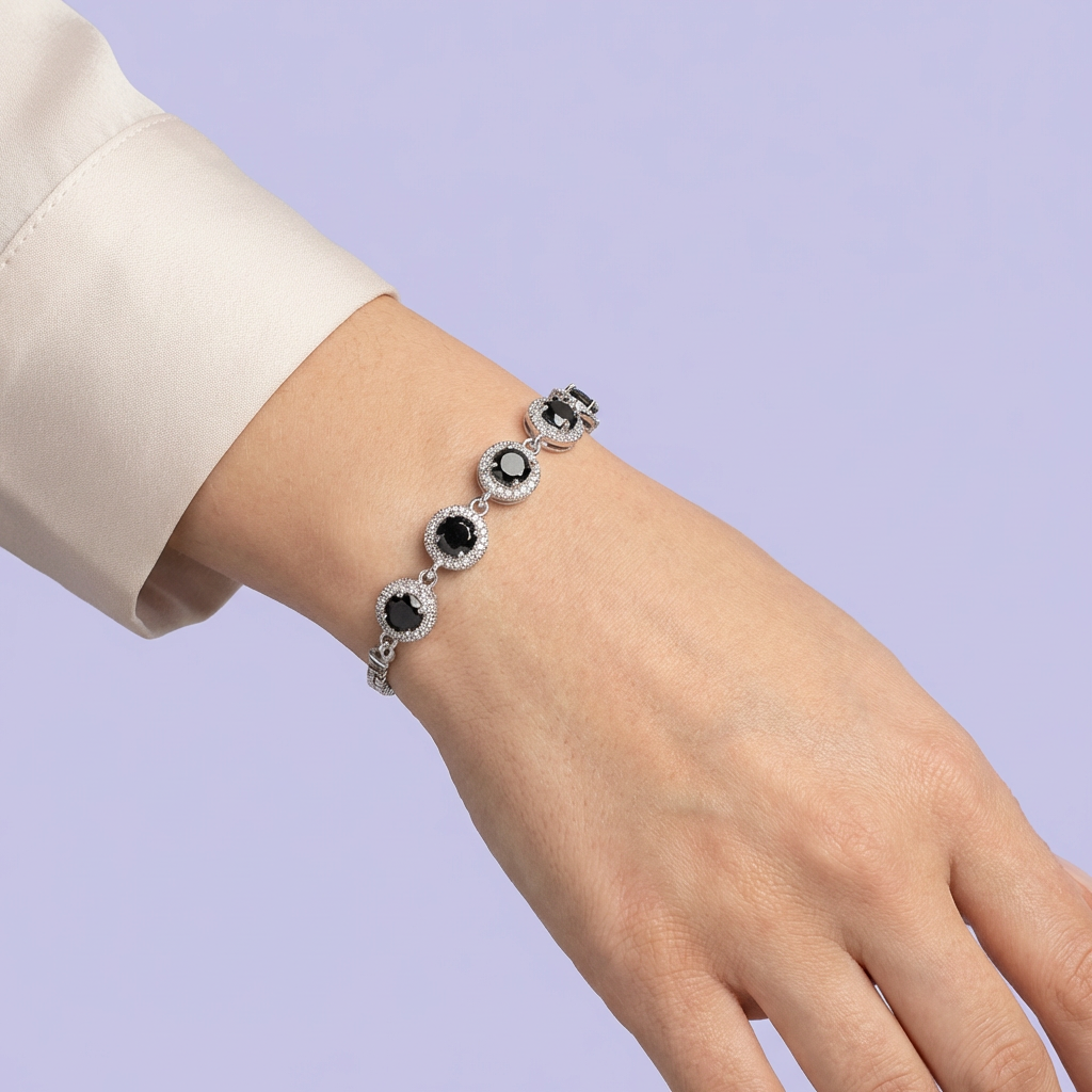 Pulsera de Plata .925 con Diseño Circular con Zirconias Brillantes mod. 2054