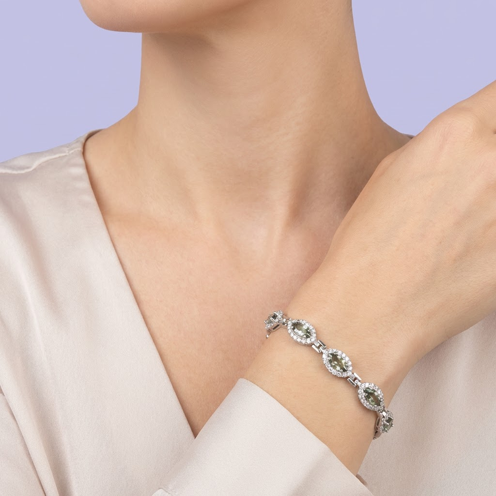 Pulsera de Plata .925 Diseño Oval con Incrustaciones de Sultanita mod. 2036